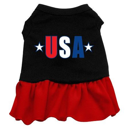 USA Star Screen Print Dress Black with Red Sm (10)