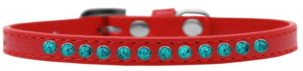 Southwest Turquoise Pearl Size 12 Red Puppy Collar