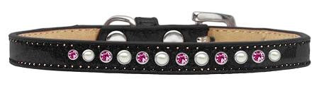 Pearl and Pink Crystal Size 12 Black Puppy Ice Cream Collar