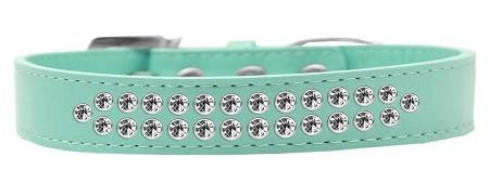 Two Row Clear Crystal Size 12 Aqua Dog Collar