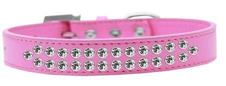 Two Row Clear Crystal Size 20 Bright Pink Dog Collar