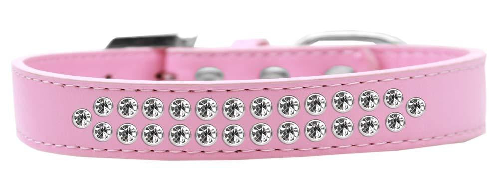 Two Row Clear Crystal Size 20 Light Pink Dog Collar