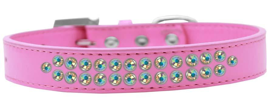 Two Row AB Crystal Size 14 Bright Pink Dog Collar