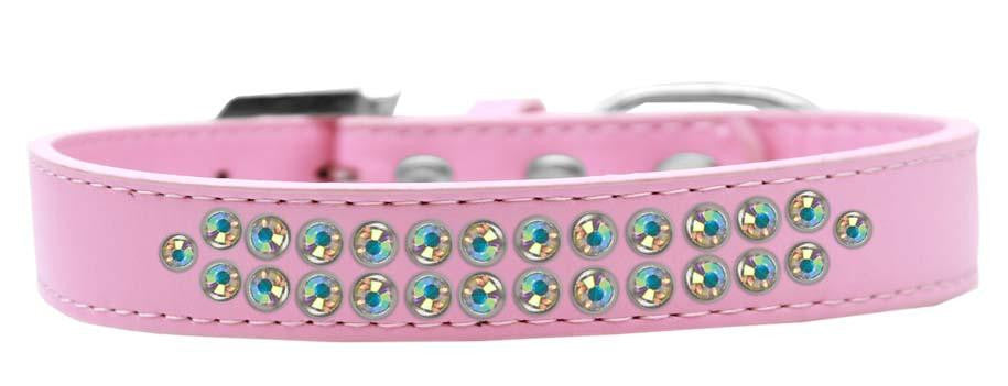 Two Row AB Crystal Size 16 Light Pink Dog Collar