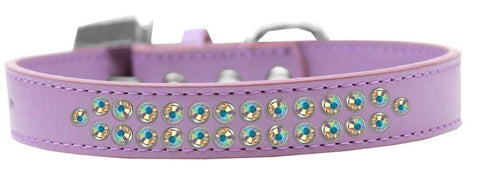 Two Row AB Crystal Size 12 Lavender Dog Collar