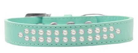 Two Row Pearl Size 20 Aqua Dog Collar