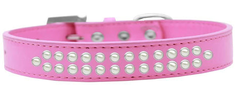 Two Row Pearl Size 12 Bright Pink Dog Collar