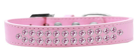 Two Row Light Pink Crystal Size 12 Light Pink Dog Collar