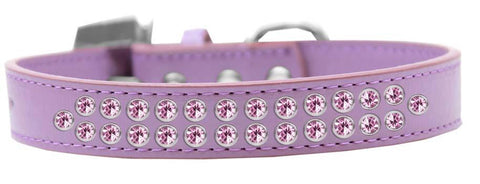 Two Row Light Pink Crystal Size 12 Lavender Dog Collar