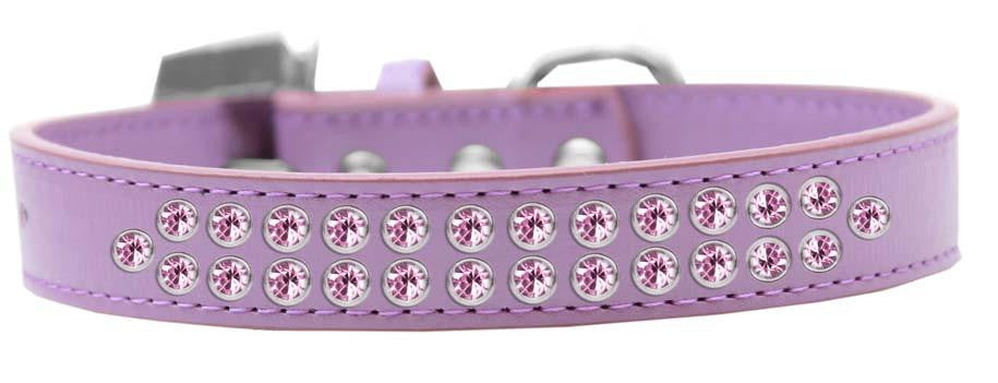 Two Row Light Pink Crystal Size 18 Lavender Dog Collar