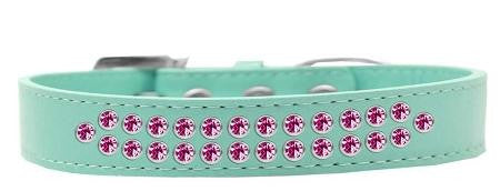 Two Row Bright Pink Crystal Size 12 Aqua Dog Collar