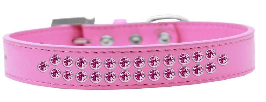 Two Row Bright Pink Crystal Size 20 Bright Pink Dog Collar