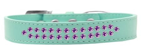 Two Row Purple Crystal Size 14 Aqua Dog Collar