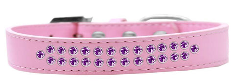 Two Row Purple Crystal Size 16 Light Pink Dog Collar