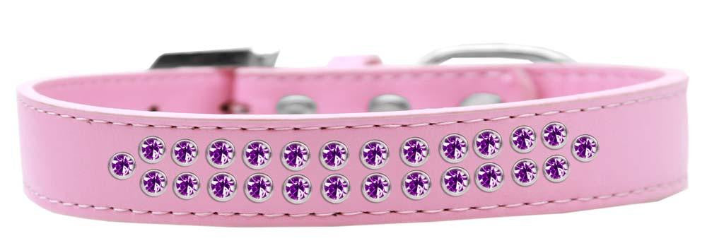 Two Row Purple Crystal Size 20 Light Pink Dog Collar