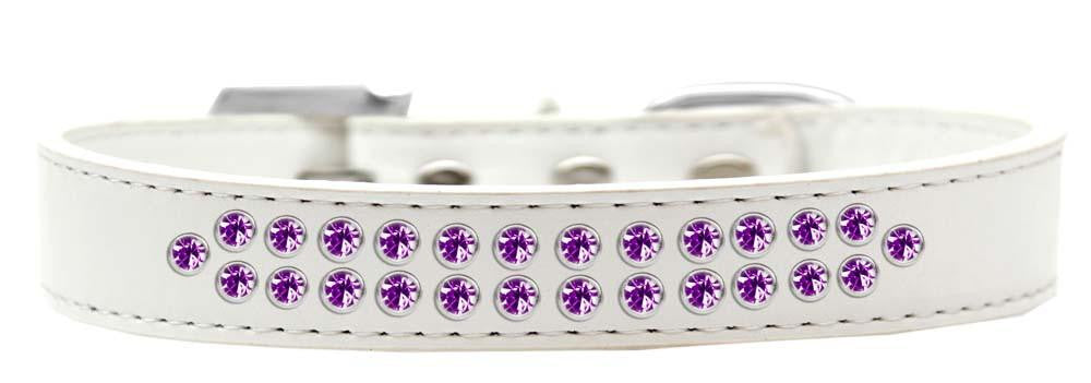 Two Row Purple Crystal Size 18 White Dog Collar