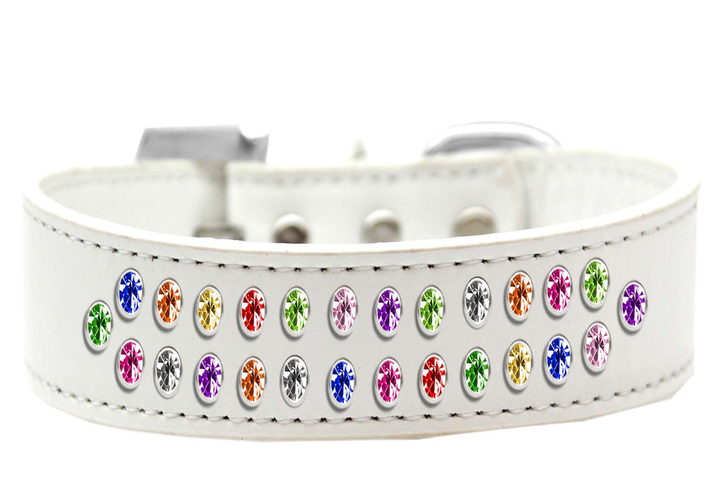 Two Row Confetti Crystal Size 16 White Dog Collar