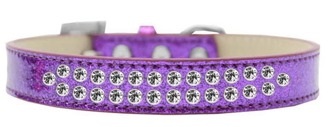 Two Row Clear Crystal Size 14 Purple Ice Cream Dog Collar