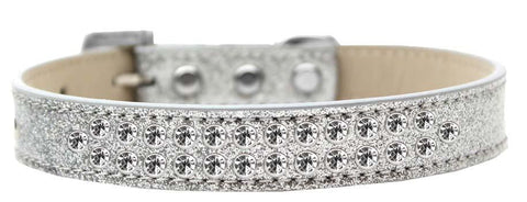 Two Row Clear Crystal Size 12 Silver Ice Cream Dog Collar