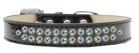 Two Row AB Crystal Size 18 Black Ice Cream Dog Collar