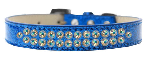 Two Row AB Crystal Size 12 Blue Ice Cream Dog Collar