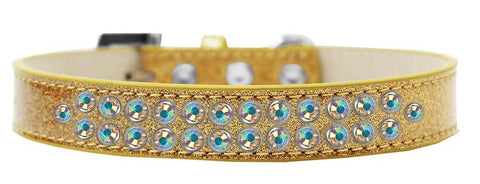 Two Row AB Crystal Size 20 Gold Ice Cream Dog Collar