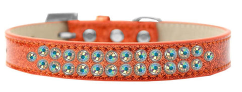 Two Row AB Crystal Size 16 Orange Ice Cream Dog Collar