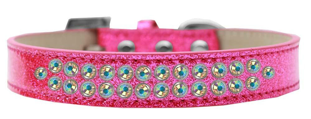 Two Row AB Crystal Size 18 Pink Ice Cream Dog Collar