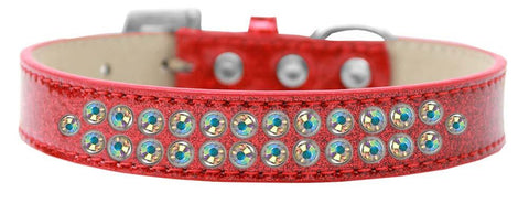 Two Row AB Crystal Size 12 Red Ice Cream Dog Collar