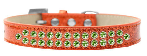 Two Row Lime Green Crystal Size 12 Orange Ice Cream Dog Collar