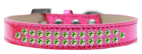 Two Row Lime Green Crystal Size 12 Pink Ice Cream Dog Collar