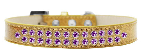 Two Row Purple Crystal Size 14 Gold Ice Cream Dog Collar