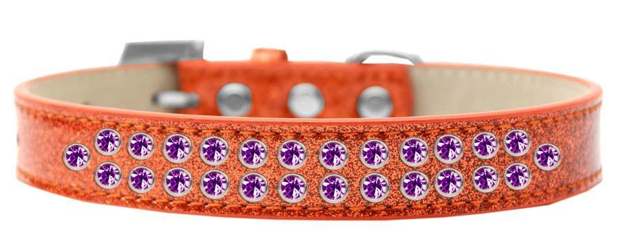 Two Row Purple Crystal Size 18 Orange Ice Cream Dog Collar