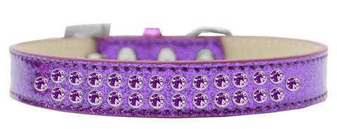 Two Row Purple Crystal Size 18 Purple Ice Cream Dog Collar