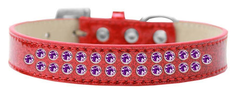 Two Row Purple Crystal Size 14 Red Ice Cream Dog Collar