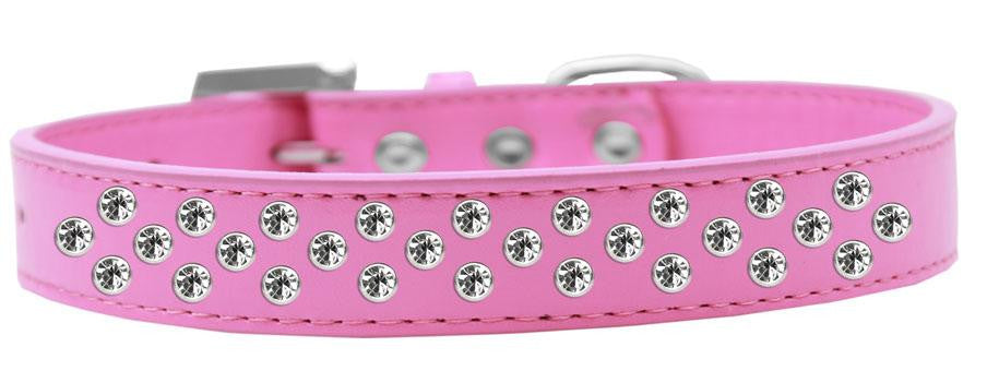 Sprinkles Dog Collar Clear Crystals Size 12 Bright Pink