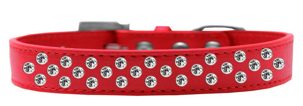 Sprinkles Dog Collar Clear Crystals Size 12 Red