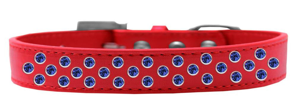 Sprinkles Dog Collar Blue Crystals Size 20 Red