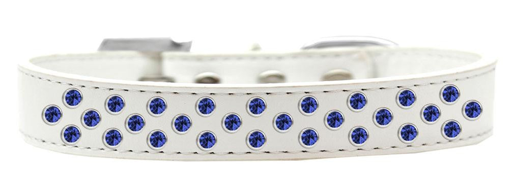 Sprinkles Dog Collar Blue Crystals Size 12 White