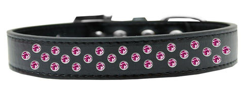 Sprinkles Dog Collar Bright Pink Crystals Size 12 Black