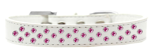 Sprinkles Dog Collar Bright Pink Crystals Size 14 White