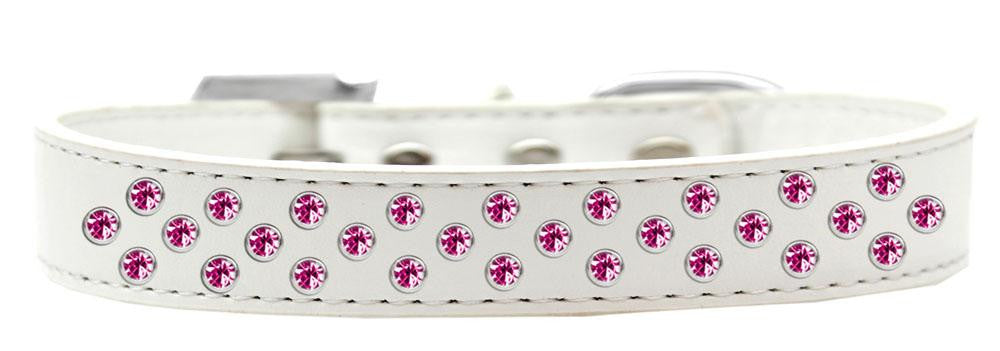 Sprinkles Dog Collar Bright Pink Crystals Size 16 White