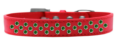 Sprinkles Dog Collar Emerald Green Crystals Size 12 Red