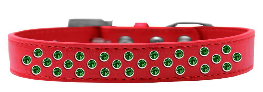 Sprinkles Dog Collar Emerald Green Crystals Size 14 Red