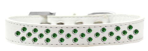 Sprinkles Dog Collar Emerald Green Crystals Size 12 White