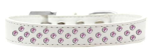 Sprinkles Dog Collar Light Pink Crystals Size 20 White