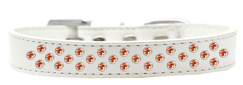 Sprinkles Dog Collar Orange Crystals Size 12 White