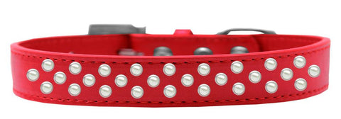 Sprinkles Dog Collar Pearls Size 14 Red