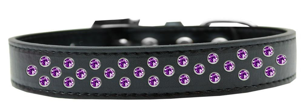 Sprinkles Dog Collar Purple Crystals Size 14 Black