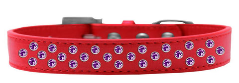 Sprinkles Dog Collar Purple Crystals Size 12 Red